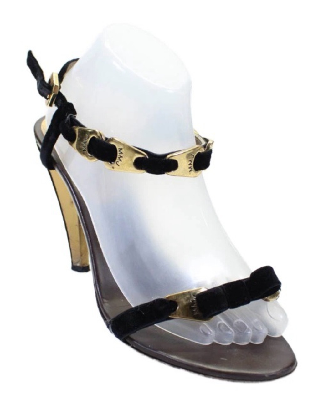Marc By Marc Jacobs Strappy Heels in Black with Gold-Toned Accents Size 10